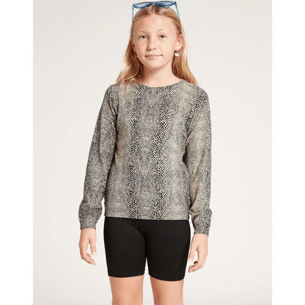 VOLCOM Sweater Girls Youth Sz XS (5-6) Over N Out Animal Print Crewneck NWT‎